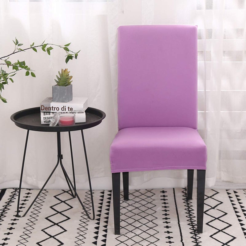 Dimatic 4 Pack Dining Chair Covers, Stretch Spandex Removable Washable Protector Chair Slipcovers for Dining Room Kitchen Hotel (Lavender) - Image 2